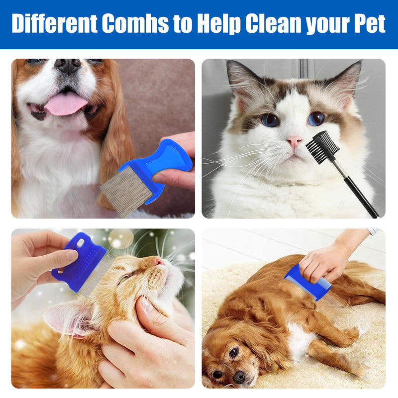 Pack of 7 flea combs for cats, flea combs for dogs, lice combs, flea combs, stainless steel lice combs, flea combs for cats, flea tear stain remover combs for removing fleas and lice - BeesActive Australia