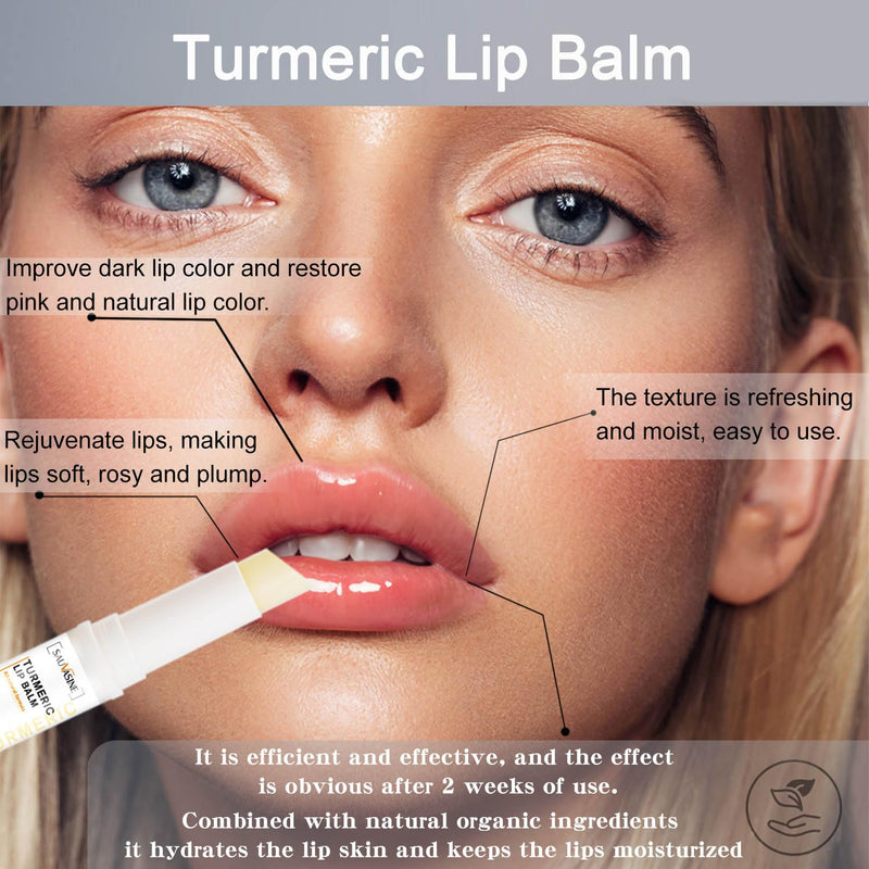 Turmeric Lemon Lip Scrub and Turmeric Lip Balm for Dark Lips to Lighten with Brush Set, 3PCS Lips Scrubber Exfoliator & Blam, Natural Exfoliator & Moisturizer for Dry, Chapped, Reduce Fine Lines - BeesActive Australia