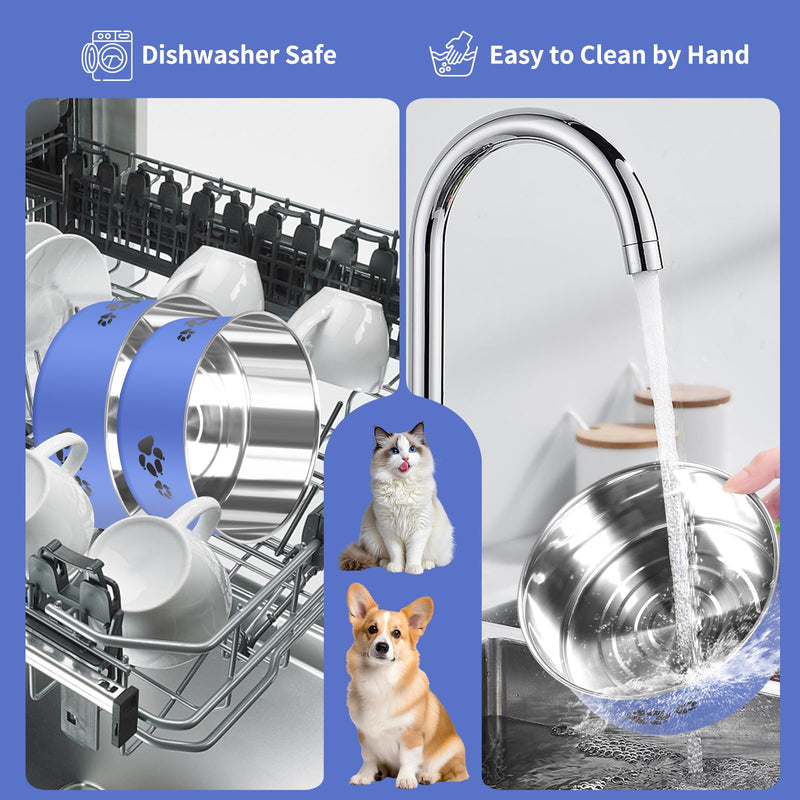 2 Pack Blue Crate Bowls Stainless Steel Kennel Bowls Dogs Crate Water Bowls Mountable with Clamp Holder 2 Sizes（6.3x2.56’’,5.5X 2.36’’ (Blue) - BeesActive Australia
