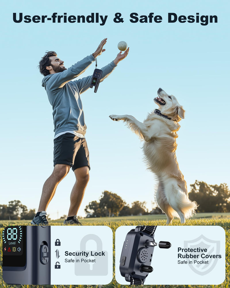 Jugbow Dog Shock Collar - 4200FT Dog Training Collar with Remote for 5-120lbs Small Medium Large Dogs, IPX8 Waterproof E Collar with 4 Training Modes, Security Lock, Rechargeable Shock Collar Dark Blue - BeesActive Australia