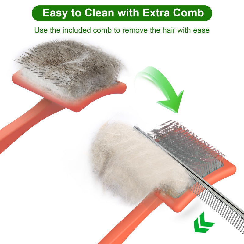 Dog Slicker Brush, Doodle & Poodle Grooming Brush with Stainless-steel Comb, Large Dog Brush for Goldendoodles, Labradoodles, Golden Retriever and Poodles to Remove Tangles, Undercoat & Mats Orange - BeesActive Australia