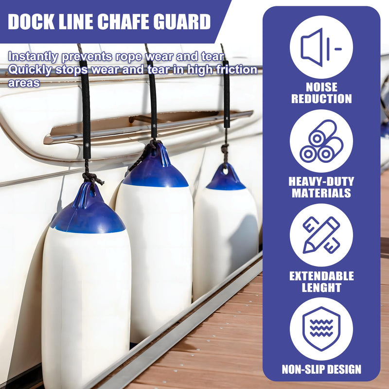 Dock Line Chafe Guard (1.5"x6") – Marine-Grade Rope Protection Sleeve for Mooring, Docking, Boat & Yacht | UV & Saltwater Resistant | Easy Snap-On Design (4 Pack) 4 - BeesActive Australia