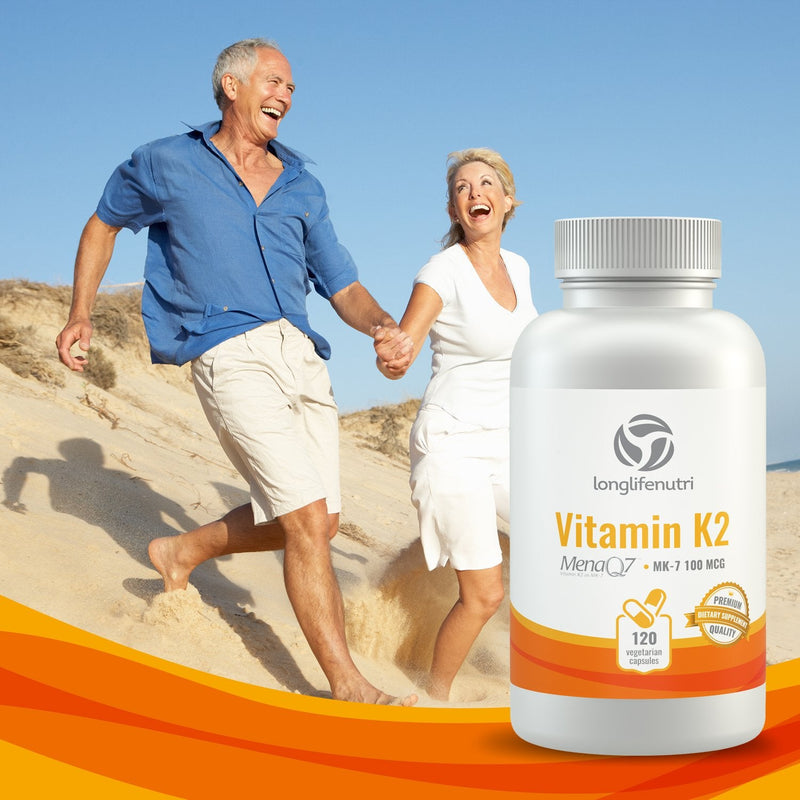 Vitamin K2 MK7 100 Mcg with MenaQ7-120 Veg Caps | from Natto | Heart & Bone Health | Cardiovascular Support | Non-GMO 120 Count (Pack of 1) - BeesActive Australia