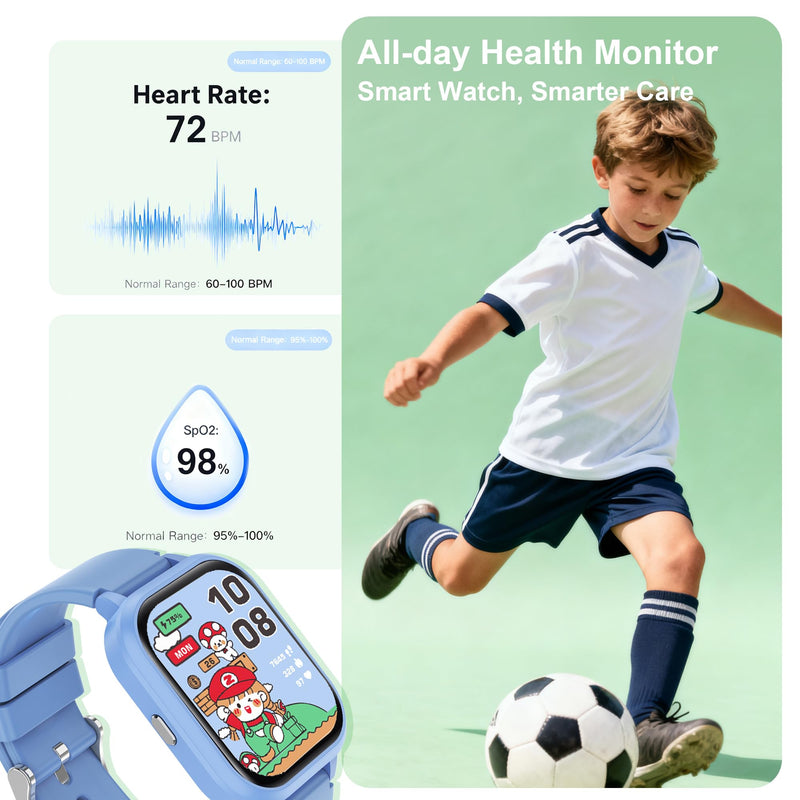 20+ Sports Modes Kids Smart Watch for Boys Girls, IP68 Kid Watch with Bluetooth Call, Kids Fitness Tracker with APP, Heart Rate Sleep, Pedometer, Class Mode, Alarm, 14 Games, Teens Festival Party Gift Blue - BeesActive Australia