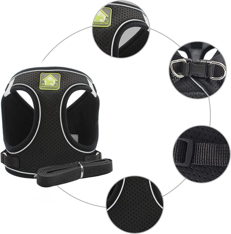 REESTBOO Cat Harness with Leash, Escape-Proof, Lightweight Cat Chest Harness with Collars and Leads, Adjustable Reflective Cat Strap for Cats, Kittens, Puppies, Black (S) S - BeesActive Australia