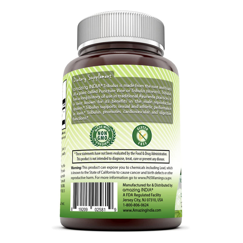 Amazing India Tribulus Extract Dietary Supplement - 1000MG Tablet (Non-GMO) - Standardized to contain Min. 45% Saponins - Promotes Cardiovascular Health, Immune System (180) - BeesActive Australia