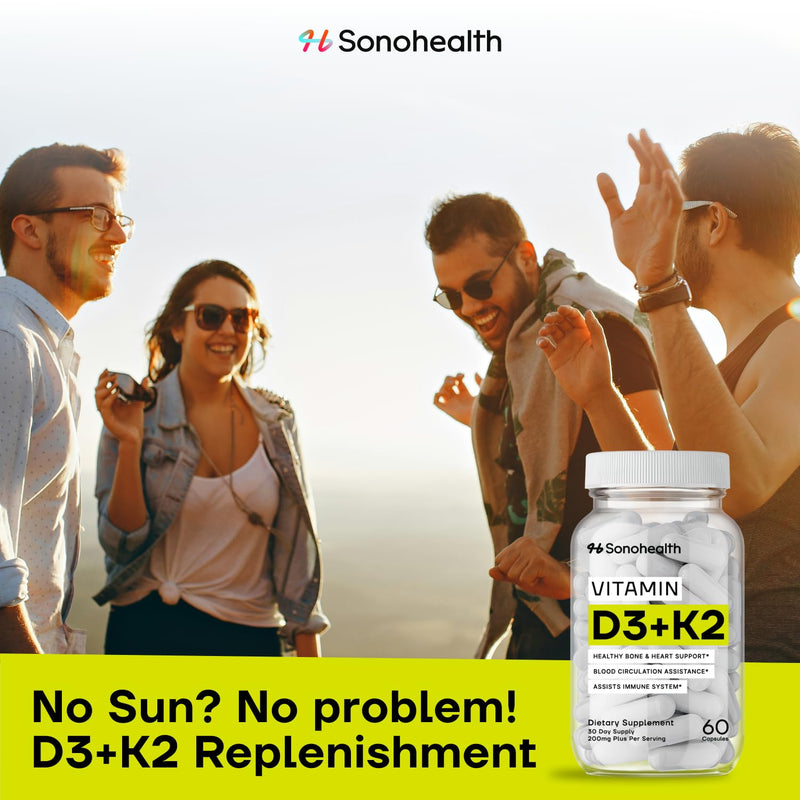 Vitamin D3 + K2 with BioPerine – High Absorption 3-in-1 Formula – Vegan-Friendly, Non-GMO, Gluten-Free – Supports Bone, Heart, and Immune Health – 60 Capsule 1 Count (Pack of 60)
