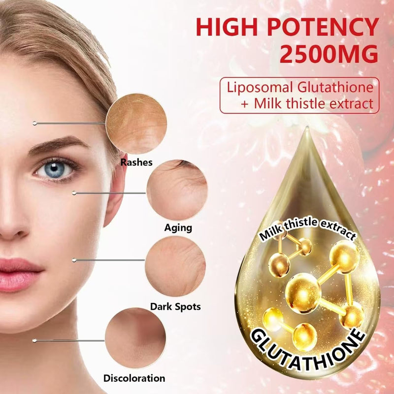 Extra Powerful 2500MG Liposomal Glutathione Gummies for skin whitening,Enhance 98% Absorption-Complex L-Cysteine,L-Glycine,Milk Thistle for Support Liver Function, Antioxidant for Aging Alleviation 60 Count (Pack of 2)