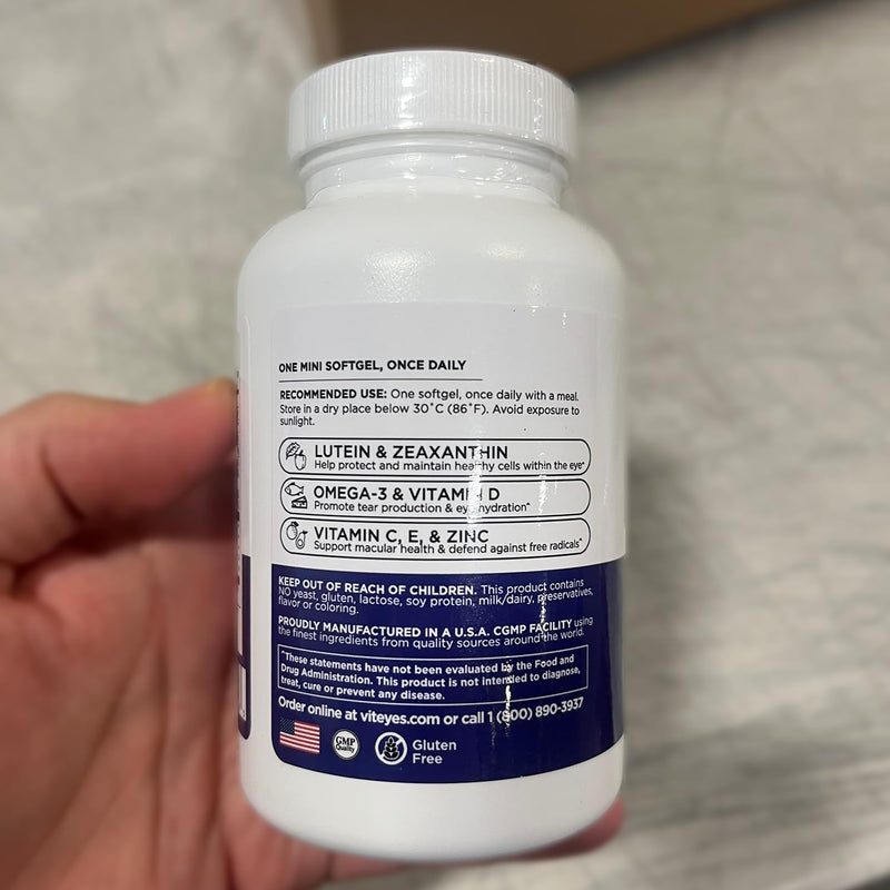 Viteyes Vision for Ages 50 Plus for Eye Health, Vision Support, Aging Eyes, Lutein, Zeaxanthin, Omega-3, Zinc, Vitamin C, Vitamins D, Vitamins E, Eye Doctor Trusted, Manufactured in The USA, 90 Ct