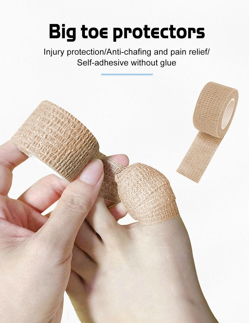 Fizzest Broken Big Toe Little Toenail Protectors Women Men，Toe Caps Covers Bandage，Toe Cushions for Pain Relief，Ingrown Toenail Treatment，Corn Removers for Toes (Khaki, Large Size(16 Rolls 1 Box)) Large size(16 rolls 1 box) Khaki - BeesActive Australia