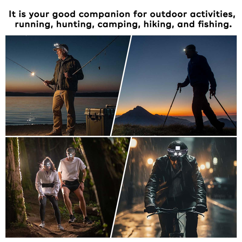 LED Hard Hat Light, 2 pcs 800 Lumen Dimmable Clip on Cap Lights, Headlamp Rechargeable, 180°Adjustable Hands Free Hat Flashlight Headlamp Waterproof for Hiking, Running, Fishing, Cycling, Emergency Black