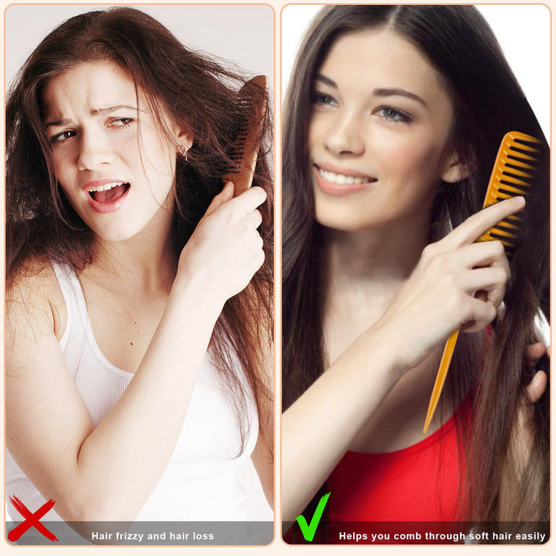 4 PCS Wide Tooth Rat Tail Comb - Detangling Parting Hair Brush Comb for Wet Curly Hair,Styling Hair Comb for Women Men,Anti Static Heat Resistant Teasing Combs for all Kinds of Hair - BeesActive Australia