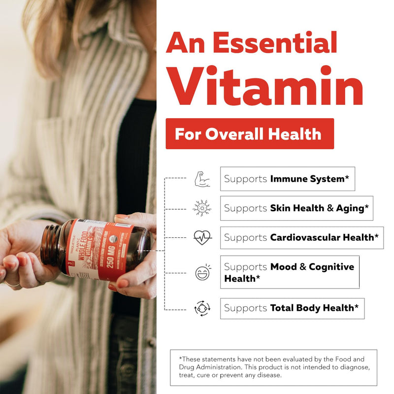 Organic Vitamin C | Whole Food Vitamin C from Fruit Plus Absorption Enhancing Cofactors - Vegan, Enhanced Bioavailability - Immune Support, Antioxidant, Total Health (90 Servings) 90 Count (Pack of 1)