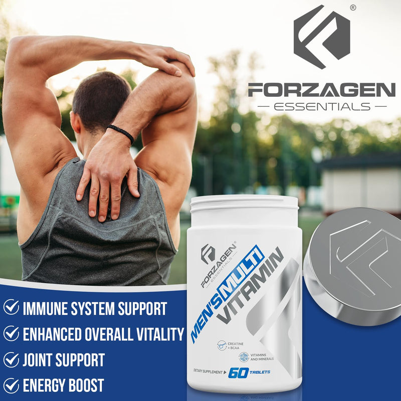 Forzagen Essentials Men's Multivitamin with Creatine and BCAA, Complete Vitamin and Mineral Complex, 60 Tablets