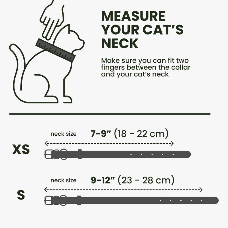 BRONZEDOG Leather Cat Collar with Bell Non-Tearable QR Tag for Girls and Boys (Black and Silver, 23-28cm) Black and Silver 23-28cm - BeesActive Australia