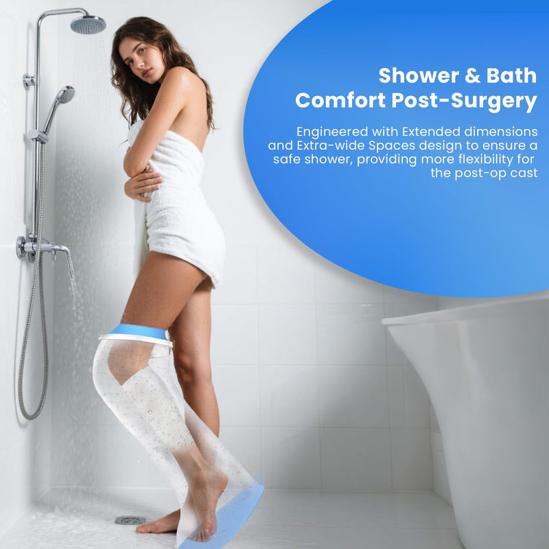 Waterproof Extra Wide Leg Cast Cover for Showering After Surgery with Non-Slip Bottom, Extra Large Waterproof Foot Protector Cover for Plus Size Adults, Lager Casts, Surgery Casts Boots, Reusable Large-Extra Wide - BeesActive Australia