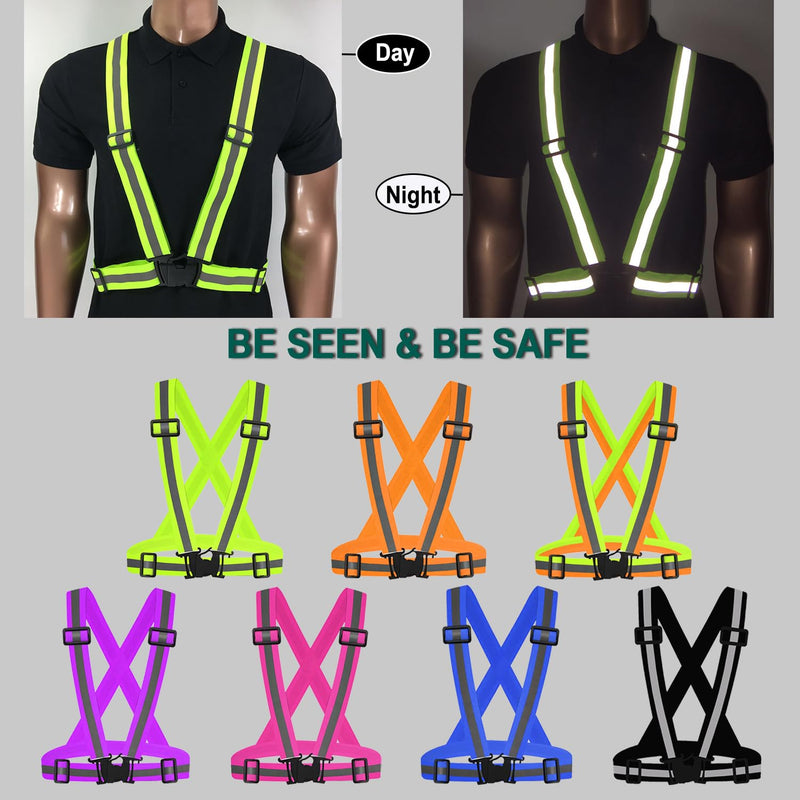 Reflective Vest Running Gear,High Visibility Adjustable Safety Vest for Outdoor Motorcycle,Dog Walking,Night Running,Hiking Color Mixing