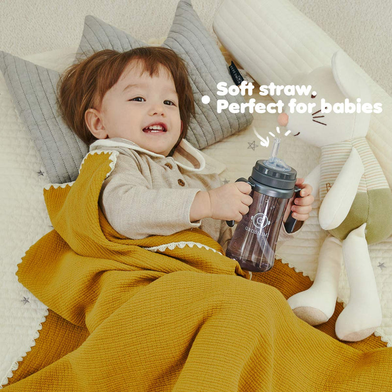 GROSMIMI Spill Proof no Spill Magic Sippy Cup with Straw with Handle for Baby and Toddlers, Customizable, PPSU, BPA Free 6 oz (Beige) Beige - BeesActive Australia
