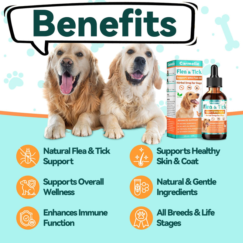 Flea and Tick Support Bundle for Dogs – Oral Flea Drops for Dogs + Flea Chews for Dogs – Natural Flea Prevention for All Breeds & Ages – Chicken Flavor and Duck Flavor