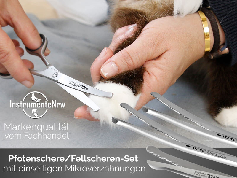 Combination set of curved fur scissors, paw scissors, dog hair scissors, 3 pieces, 11.5 cm - 14.5 cm, 16 cm made of stainless steel - BeesActive Australia