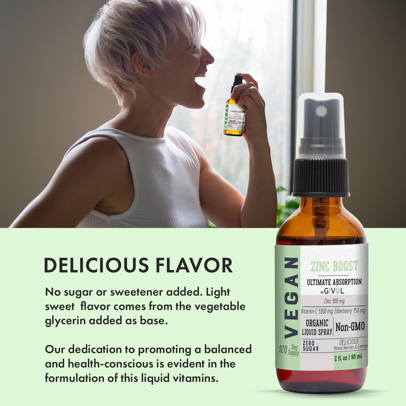 Organic ZINC Boost Mist 100 g (Extra Strength) - Sugar Free with Vit C and Elderberry Extract - Vegan Liquid Spray for Kids and Adults - Easy Absorption - Non-GMO - (60 ml) 60 Days Supply a) Zinc Boost - BeesActive Australia