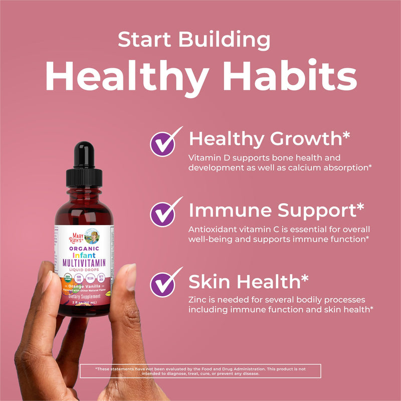 MARYRUTH'S USDA Organic Multivitamin Drops for Infants w/Iron | With Iron, USDA Organic, Immune Support & Overall Wellness, Vegan, Non-GMO Infant Multi + Iron