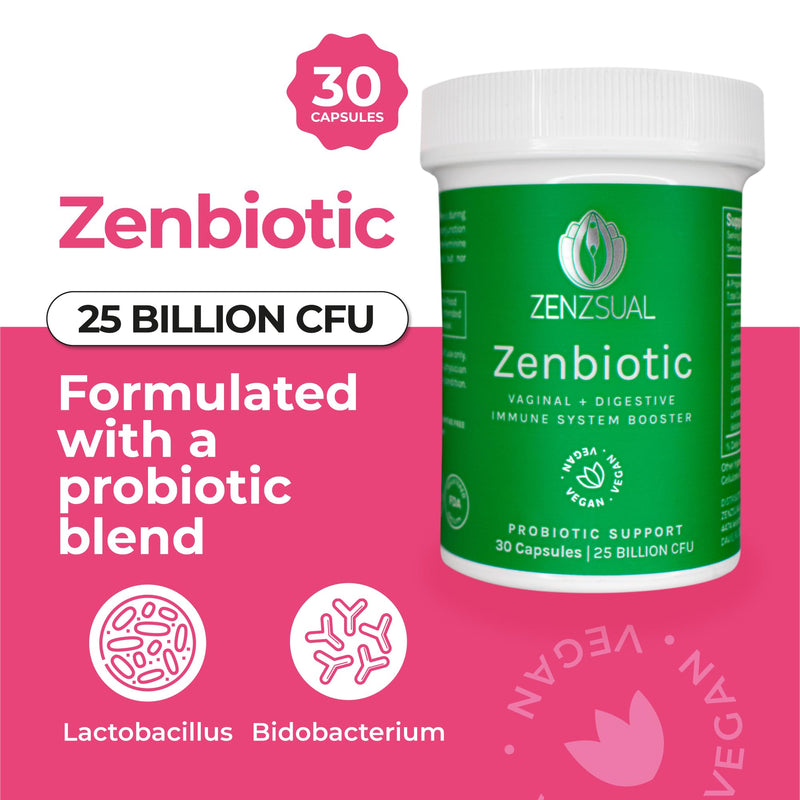 ZENZSUAL Zenbiotic Probiotics Support for Women – 25 Billion CFU, Vaginal Health & pH Balance Support, Odor & Yeast Control, Gut & Digestive Health, Urinary Comfort, Hormone Balance, 30 Vegan Capsules