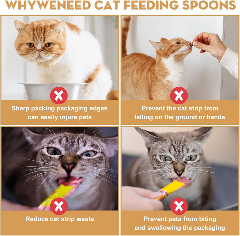 3Pcs Cat Strip Feeder, Cat Treat Dispenser, Happy Cat Wet Food Spoon, Cat Squeeze Treats for Cat Lickable Liquid Snack, Cat Feeding Food Storage - BeesActive Australia