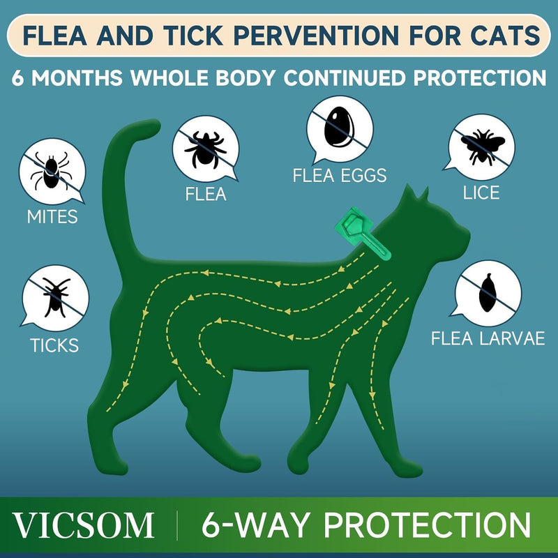 Flea Treatment for Cat Flea and Tick Prevention for Cats Kitten, 6-Month Supply, Cat Flea Treatment & Control, Repellent, Fast Acting Topical Drops for Cats, Over 1.5 lbs, 24-Hour Protect - BeesActive Australia
