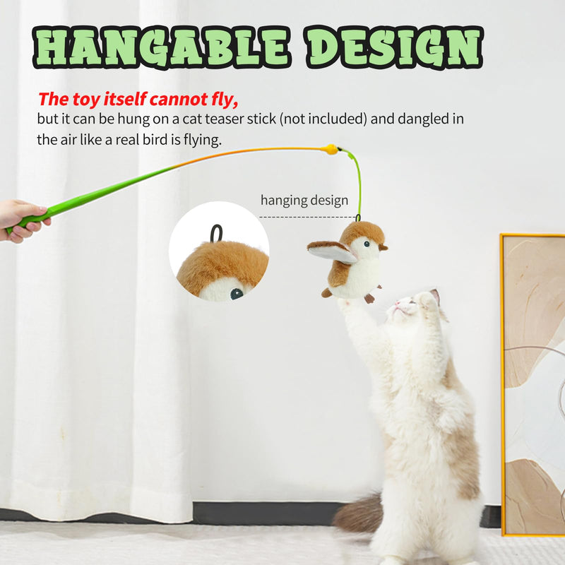 Cat Toys, Flapping Wings Cute Sparrow, Vibrating Cat Kicking Toy, Fluffy Plush Animal Toy for Small Dogs, Kitten Catnip Toy, Interactive Cat Toys for Kitty Exercise, 3 Modes, Rechargable - BeesActive Australia