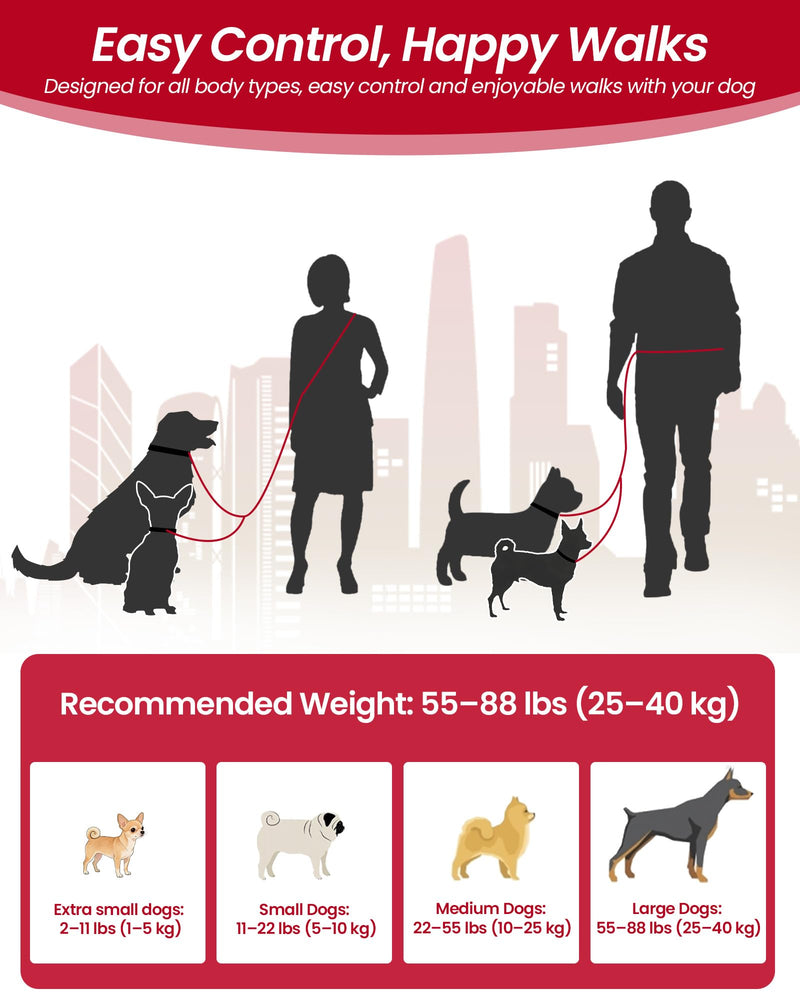 Double Dog Leash - Two Dog Leash No Tangle Design, 3-in-1 Adjustable Waist Belt for Two Dogs, Detachable Dual Leashes, Suitable for Dogs for Training, Running and Walking. Black - BeesActive Australia