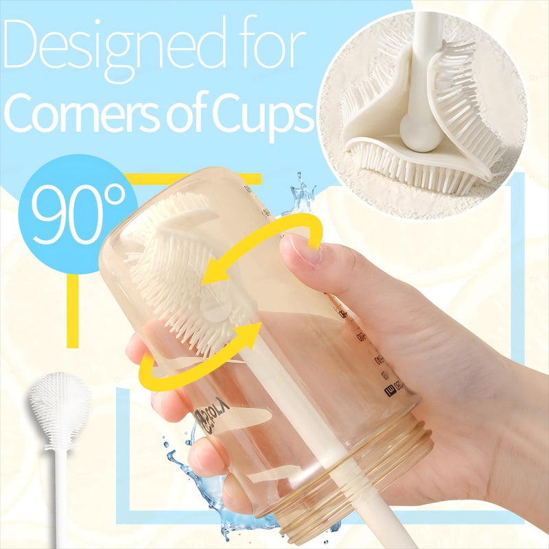 8Pcs Water Bottle Cleaner Brush - Multipurpose Cup Cleaner Kit with Long Nylon Straw Brush Long Handle Silicone Bottles Cleaning for Tumbler, Sports Water Bottle, Wine Glass Gray - BeesActive Australia