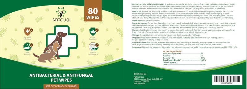 Antifungal and Antibacterial Wipes for Dogs & Cats, Dog Yeast Infection Treatment Wipes, All Natural Grooming Wipes for Cleaning, Help with Hot Spots, Ringworm, and Skin Infections, 80 Count - PawsPlanet Australia
