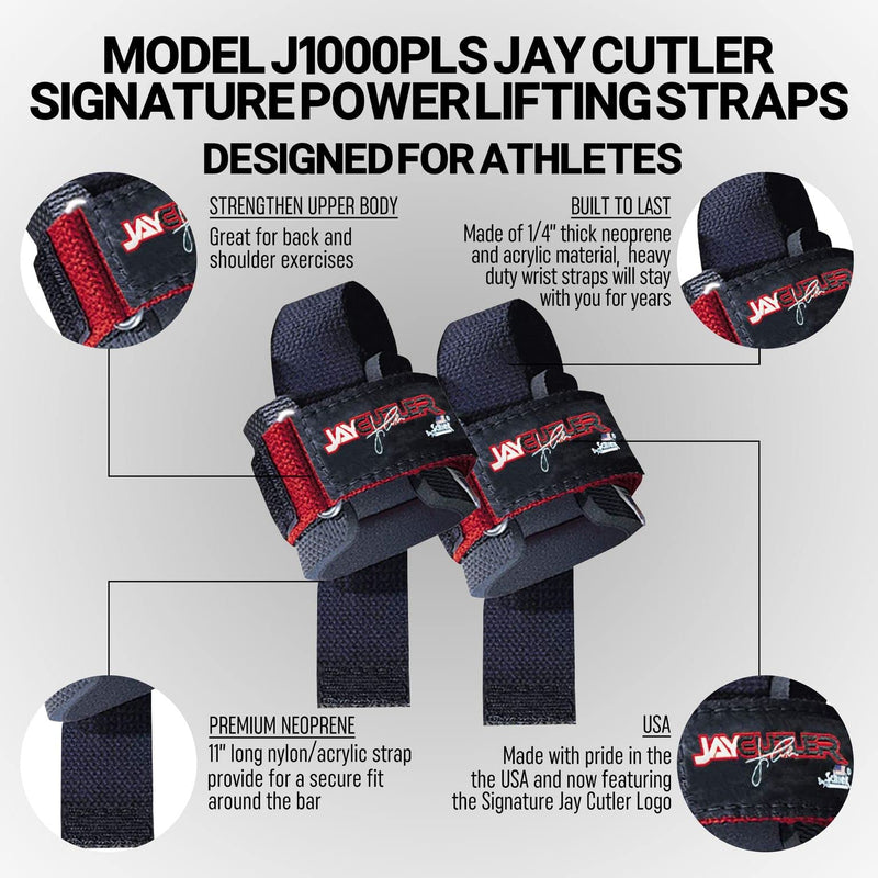 Schiek Sports Model J1000PLS Jay Cutler Signature Power Lifting Wrist Straps RED
