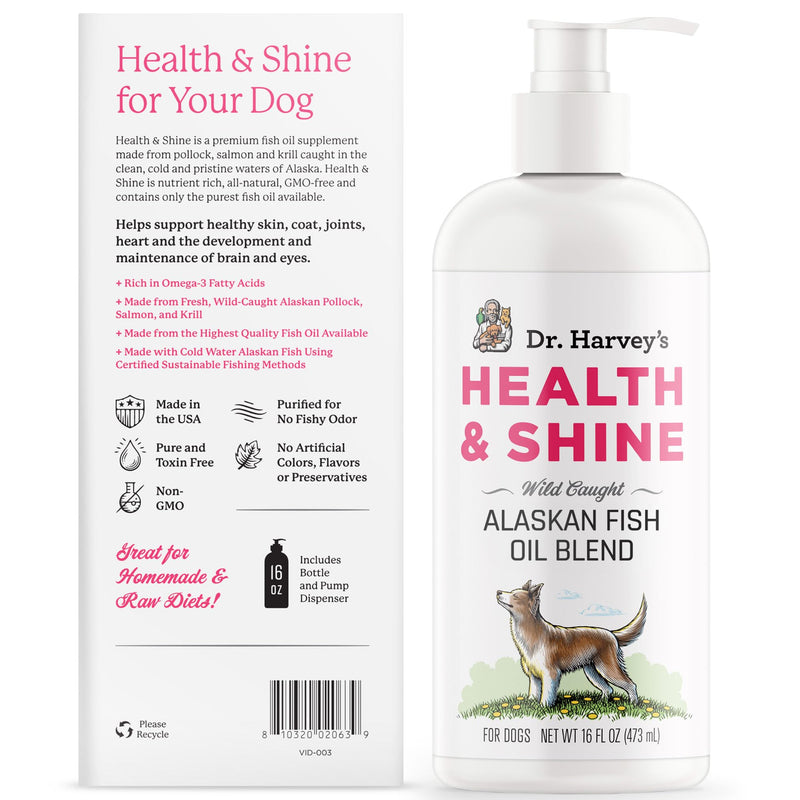 Dr. Harvey's Health & Shine Alaskan Fish Oil Blend for Dogs - Supports Healthy Heart, Brain, and Eyes (16 fl. oz.) - BeesActive Australia