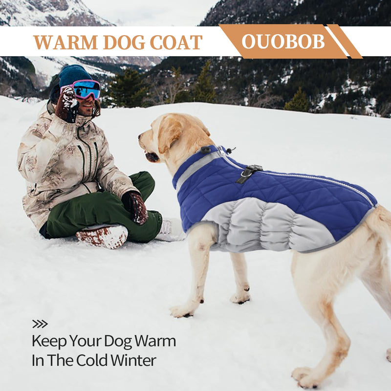 Large Dog Coat,XXLarge Dog Winter Coat,Waterproof Dog Jacket with Back Zipper,Extra Large Dog Coat,Warm Fleece,Dog Jacket with D-Ring,Windproof Dog Winter Clothes Golden Retriever Blue XX-Large - BeesActive Australia