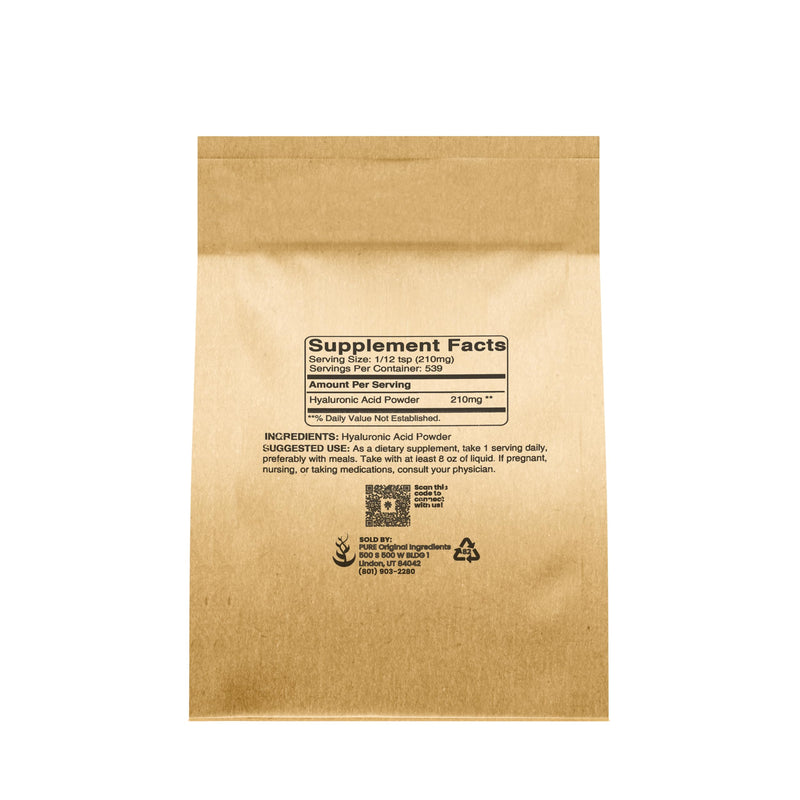 PURE ORIGINAL INGREDIENTS Hyaluronic Acid, Water Soluble, Fine Powder (4 Ounce) 4 Ounce (Pack of 1) - BeesActive Australia