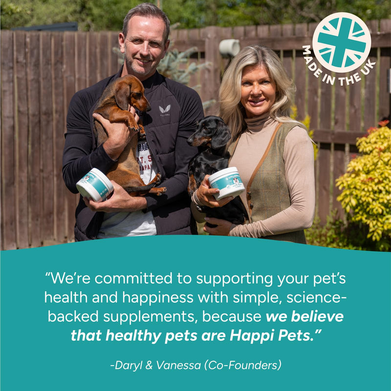 Happi Pets Collagen for Dogs Powder - Joint Supplements for Dogs - Dog Supplement with UC-11, Bovine Collagen & Green Lipped Mussel - Beef Flavoured, 150g Tub - Serving Scoop