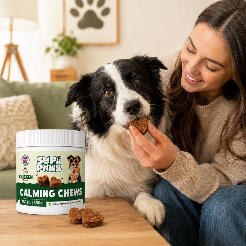 Calming Treats for Dogs, 150 Chews Calming Dog Treats, 100% Natural Ingredients Dogs Chews Reduce Stress, Aggression, Hyperactivity, Barking, Relief, Travel Issues Dog Snacks Chicken Flavor
