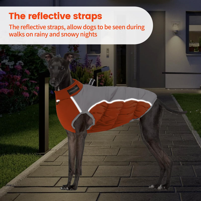 Dog Coat, Dog Jacket Upgraded Sturdy Built-in Harness, Elastic and Tightenable High Collar Dog Clothes, Anti Scratch Zipper and Highly Visible Reflective Dog Winter Coat for Small Medium Large Dogs Orange XX-Large(chest:26in) - BeesActive Australia