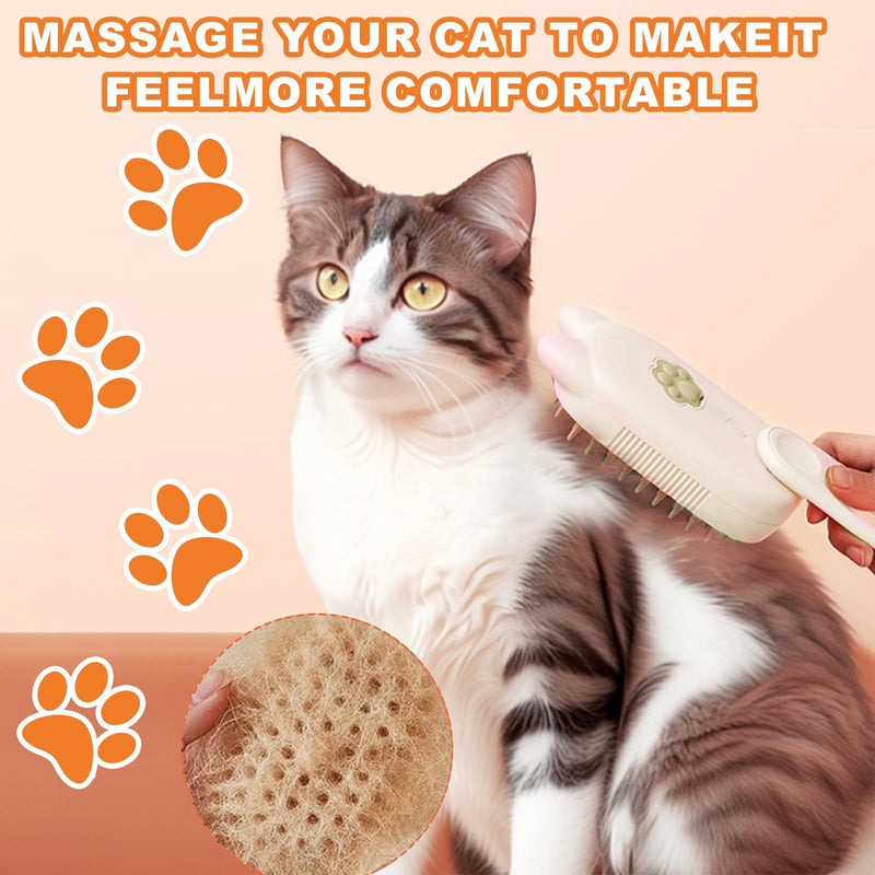 Cat Steam Brush, 3 in 1 Multifunctional Silicone Steam Brush for Dogs, Cat Brush with Steam, Advance Mist Technology for Shedding and Cleaning, Steam Brush for Cats and All Pet (Beige) Beige - BeesActive Australia
