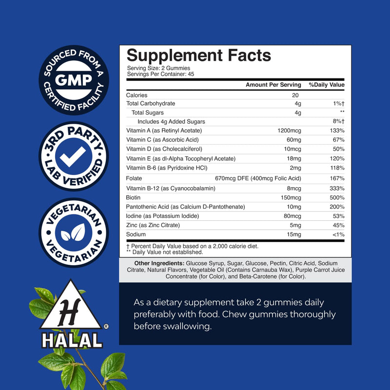Natures Craft Daily Mens Multivitamins Gummies - Mens Gummy Multivitamins with Zinc and Biotin Immune Support Gummies - Potent Vitamins for Energy and Immunity Non-GMO Gluten Free Halal 90 Count 90 Count (Pack of 1)