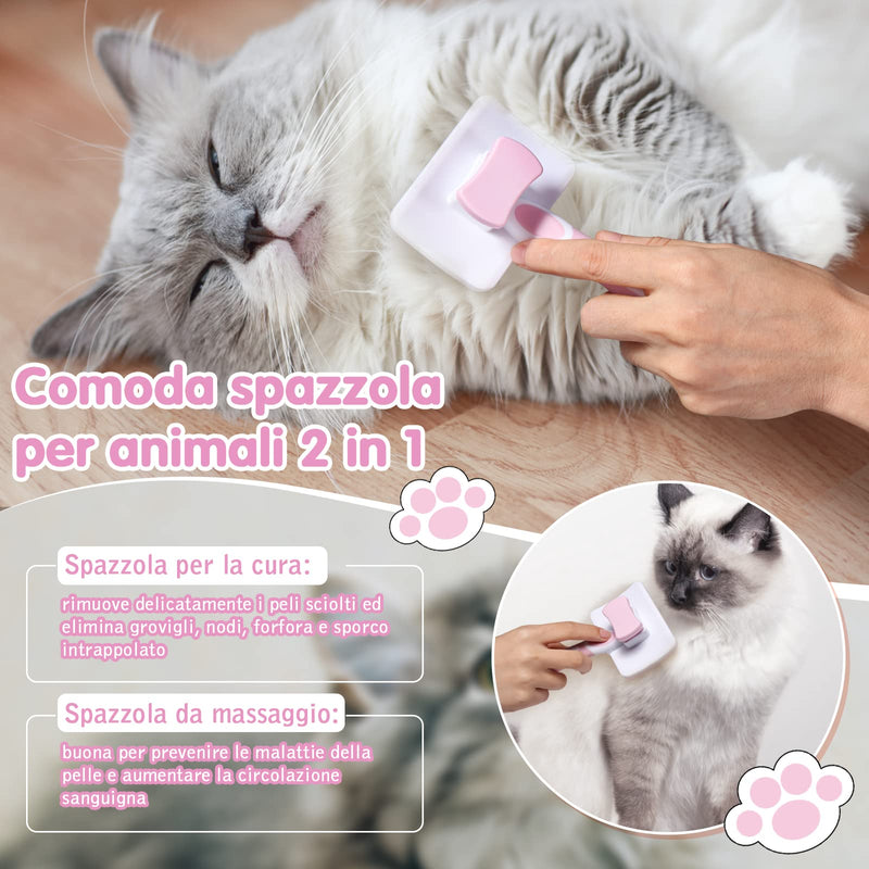 Vinabo Self Cleaning Pet Brush Long Short Hair Brush for Dogs Cats Effectively Removes Tomentose Undercoat and Tangles Pink - BeesActive Australia