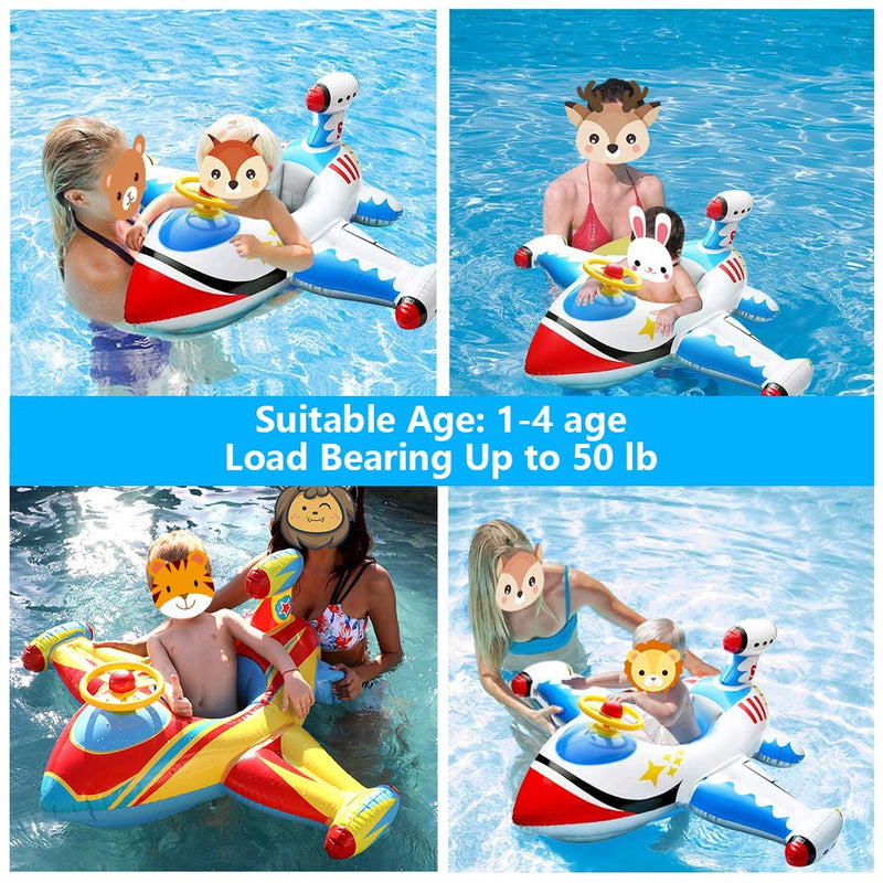 Baby Pool Float Swimming Float Boat with Steering Wheel Horn for Kids Toddlers Age 1-4 Boys Girls Inflatable Ride-ons Summer Pool Swim Ring Beach Supplies 2. Blue - BeesActive Australia