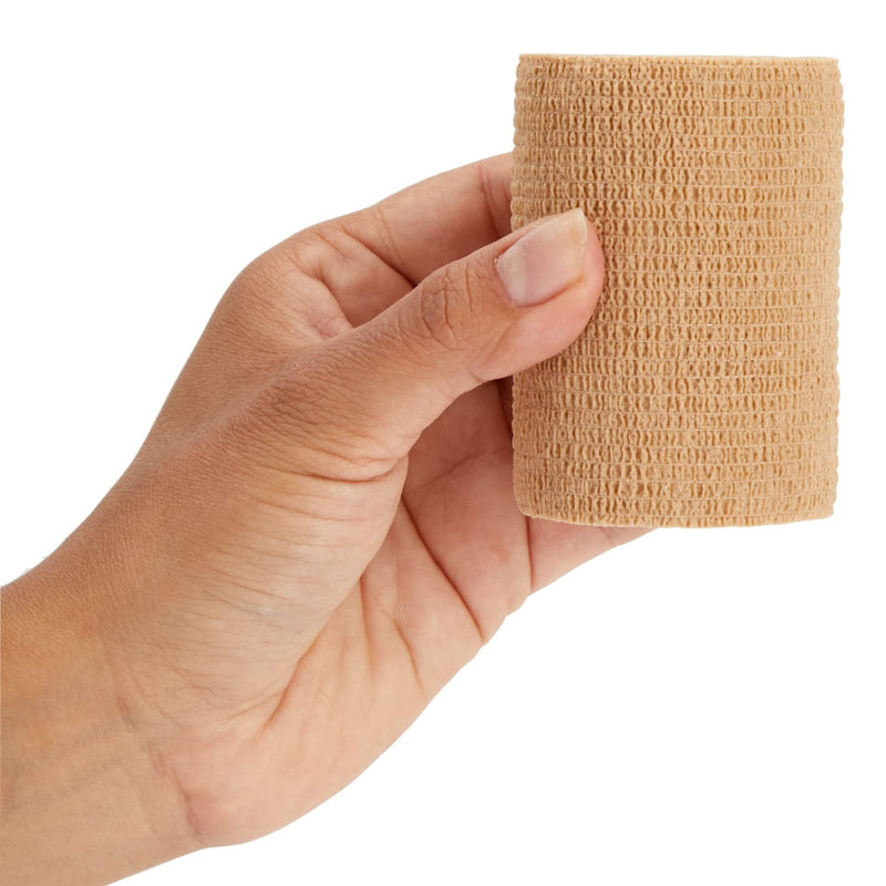 Juvale Self-Adherent Cohesive Wrap - Breathable Support Athletic Tape - Snug Fit for Tattoo Equipment - Swelling & Strain Aid Sports Tape - 3 in x 5 yd, Pack of 12, Tan 3" x 5 Yards - BeesActive Australia