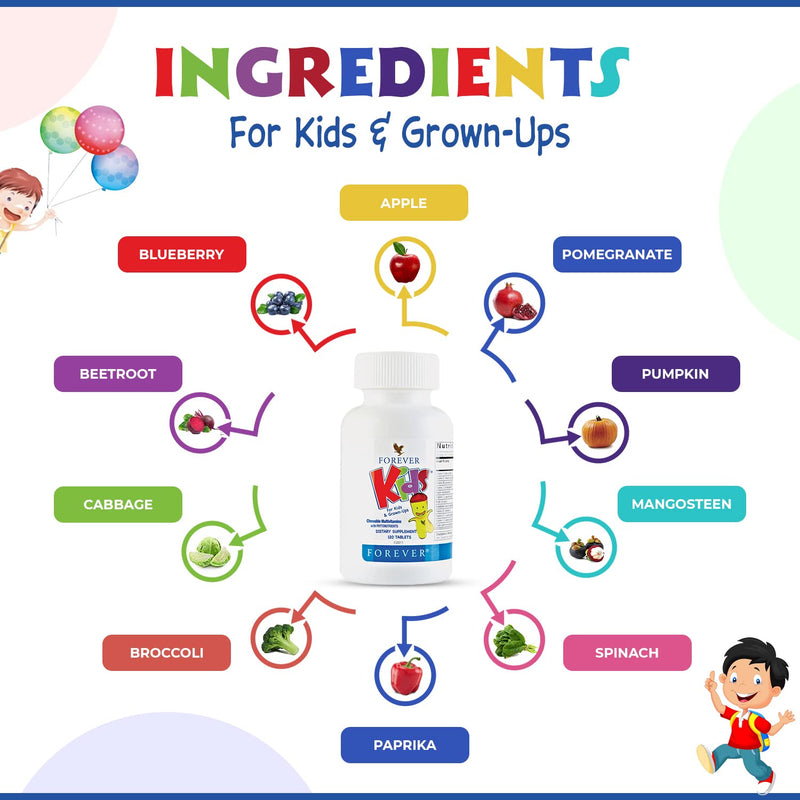 Forever Living - Kids Chewable Multivitamin - 120 Tablets (Pack of 2) | Contains Essential Vitamins, Grape Flavor, No Artificial Flavors, For Daily Children's Supplement Use