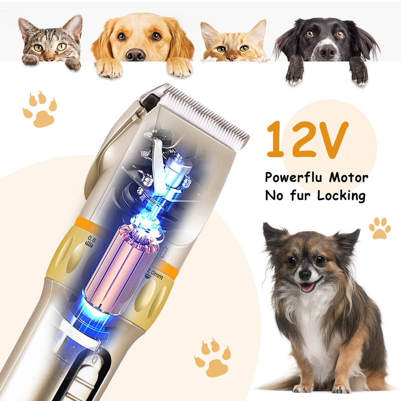 Professional Pet Clipper for Grooming with 12V High Power, Low Noise, Adjustable, Trimmer Supplies for Medium Large Cat Dog Sheep Animal, Pet Electric Shaver for Thick Long Hair - BeesActive Australia