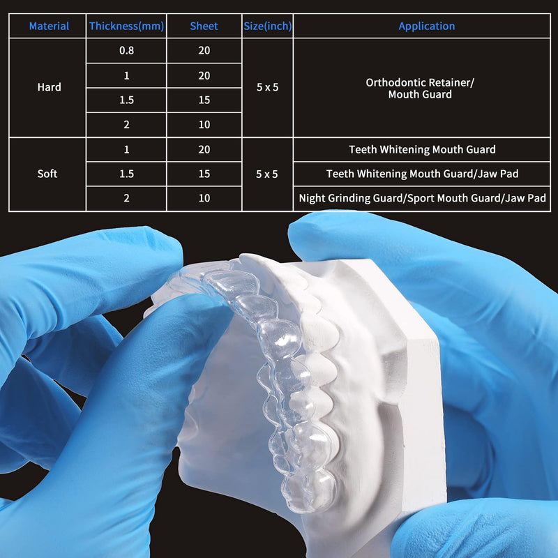 Annhua Soft Dental Splint Thermoforming, 15Pcs Resin Dental Splint Material Vacuum Forming Plastic Sheets, 1.5MM Thermoforming Plastic Sheets for Vacuum Forming Machine - Square|5" x 5" - BeesActive Australia