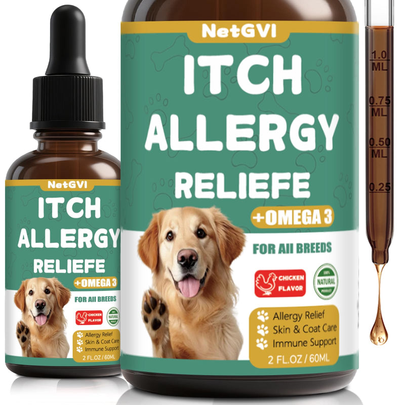Dogs Allergy Itch Relief Drops, Yeast Infection Treatment for Dog for Itchy Skin and Itchy Ear, Allergy & Paw Itching, Soothes Irritation & Reduces Inflammation Herbal Dog Supplement Drops 1 Pack