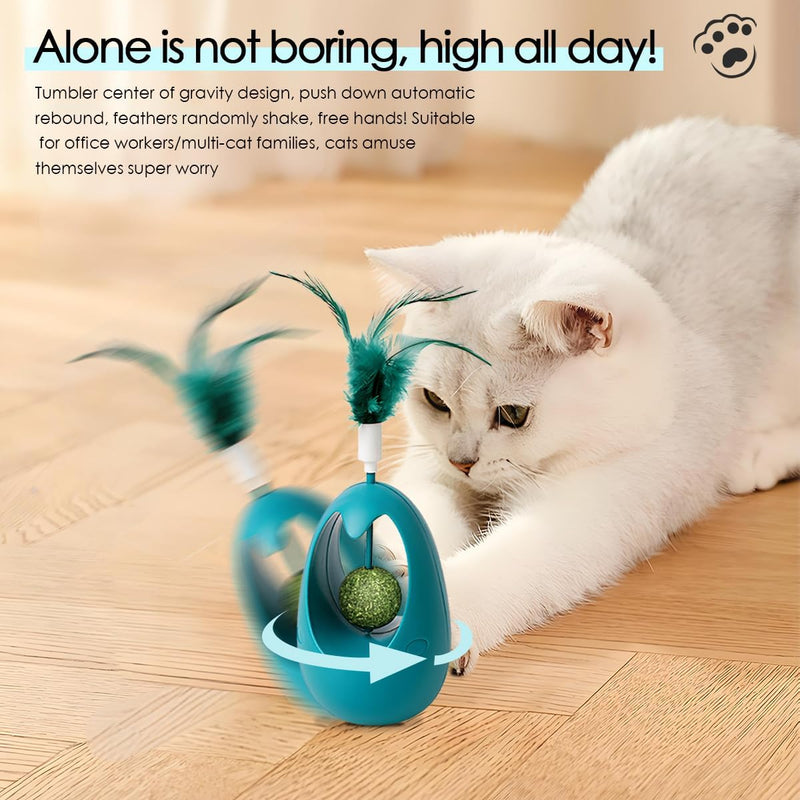 Tumbler Interactive Feather cat Toy with Mint Ball Interactive Cutout cat Supplies Pet Toy. Stimulate Hunting Instinct, Promote Physical and Mental Ex